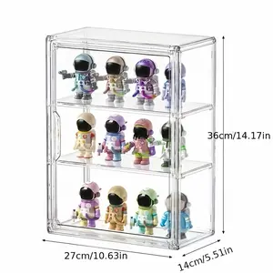3-Tier Clear Acrylic Display Case with Magnetic Door, Wall-Mounted or Desktop Showcase for Collectibles – Dustproof Storage Organizer for Labubu, POPMART, Funko Figures with Adjustable Shelves & Removable Panels