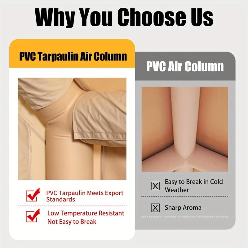 Portable Waterproof Pop-Up Tent 4 Season Oxford Log Cabin Inflatable Camping Tent with Hand Pump Waterproof Windproof for Outdoor Adventure