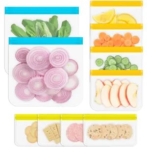 Reusable Gallon Freezer Bags 10 Pack Dishwasher Safe Silicone Food Snack Storage Bags with 3 Sizes for Snack Sandwich Lunch