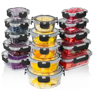 Razab 30 Piece Glass Meal Prep Containers with Black Airtight Lids, Leakproof Snap Locking Lids – Oven, Freezer, Microwave & Dishwasher Safe Food Storage Kitchen