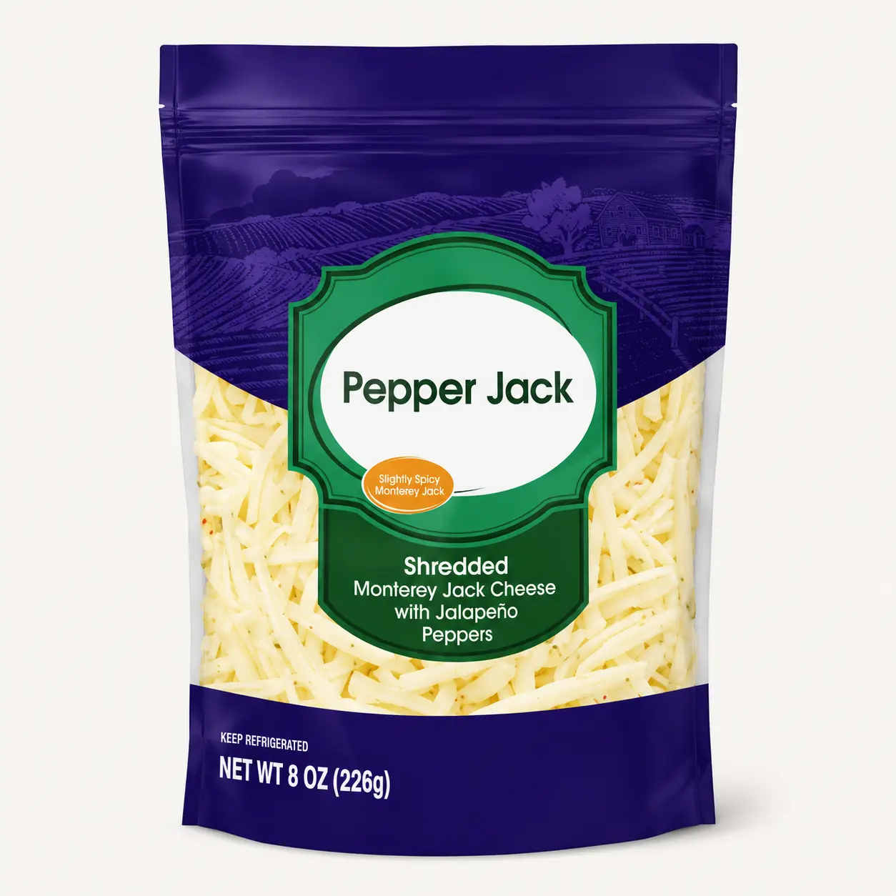 Great Value Pepper Jack Shredded Cheese, 8 oz Bag 3 packs