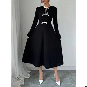 Spring and Autumn, Dress Long Sleeve Decoration Bow Elegant Women Elenzya tiktok
