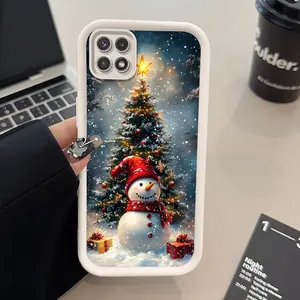 TPU Phone Case suitable for Samsung Galaxy A22 A22 A22S A21S A20 A20S A16 A15 A14 A13 A13 5G Christmas and Snowman Pattern Anti-Scratch Shockproof Soft Protective Cover Smartphone Casing