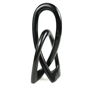 Hand-crafted Soapstone Sculpture - Lovers Knot 10" Tall- Black