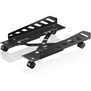 CPU Stand, Computer Tower Stand Adjustable Length(15.7"-20")and Adjustable Width (6.3"-11.8") with 2 Locking Wheels and 2 Caster Wheels, UPC Steel Rolling Stand Computer Stand for Desktop Tower