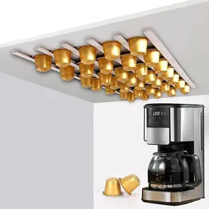 Sticky Coffee Pod Holder, 6 Set Under Cabinet or Wall Mount Coffee Bag Storage for Kitchen and Office, Coffee Bar Accessories, for Easy Access