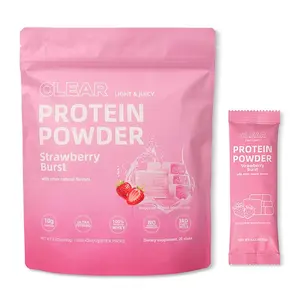 Strawberry Burst - Whey Protein Isolate - Grass-Fed Protein - 20g Protein Per Serving, 0 Sugar, 80 Calories ,Gluten-Free, Pure Nutrition, Ultrafiltered Natural Flavor, Fast Absorption, Energy Recovery, Muscle Building,20 Sachets