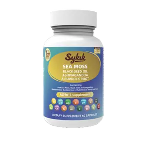 SYKIK Sea Moss, BlackSeed Oil, Ashwagandha, Turmeric, Bladderwrack, Burdock, Vitamin C, Vitamin D3 with Elderberry Manuka Supplement Capsules - MultiMineral