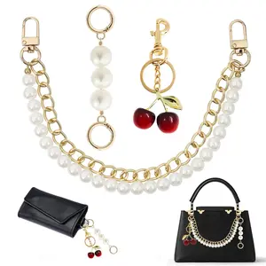 3pcs Chic Bag Charms | Pearl & Cherry Keychains Replacement Extension Chain for Women'S Purses