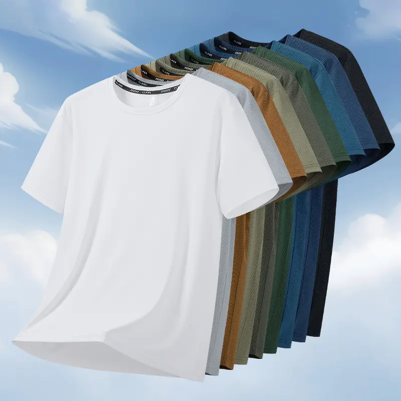 5-pack new solid-color crew-neck men’s casual T-shirts—solid design, simple and stylish, classic and versatile; suitable for work, business, outdoor activities, leisure, exercise, tennis, running, and commuting to various occasions., Foldable, Elastane,su