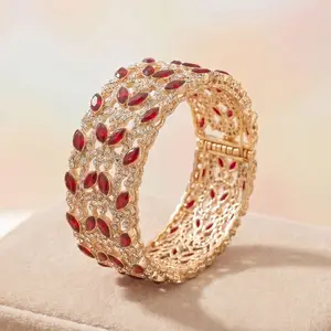 Luxury Openable Bangle | Elegant Gold Plated Statement Bracelet for Women | size 2.4 and 2.6
