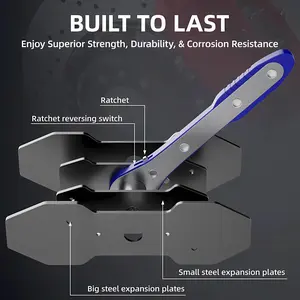 Universal effort-saving caliper piston reset tool for disc brakes, designed for quick and safe replacement of brake pads; compatible with single-, dual-, and four-piston calipers; a complete set for maintaining all vehicle brakes. quad