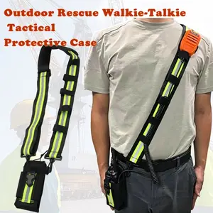 Firefighting Tactical Shoulder Strap, Rescue Team Walkie Talkie Sling Bag, Universal Adjustable Shoulder Strap Radio Pouch, Walkie Talkie Holster For Portable Radio Holder protect Case
