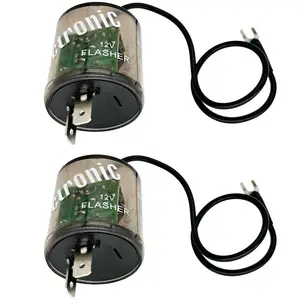 2-pin 12vdc LED Flasher Relays with Ground Wire, Pack of 2