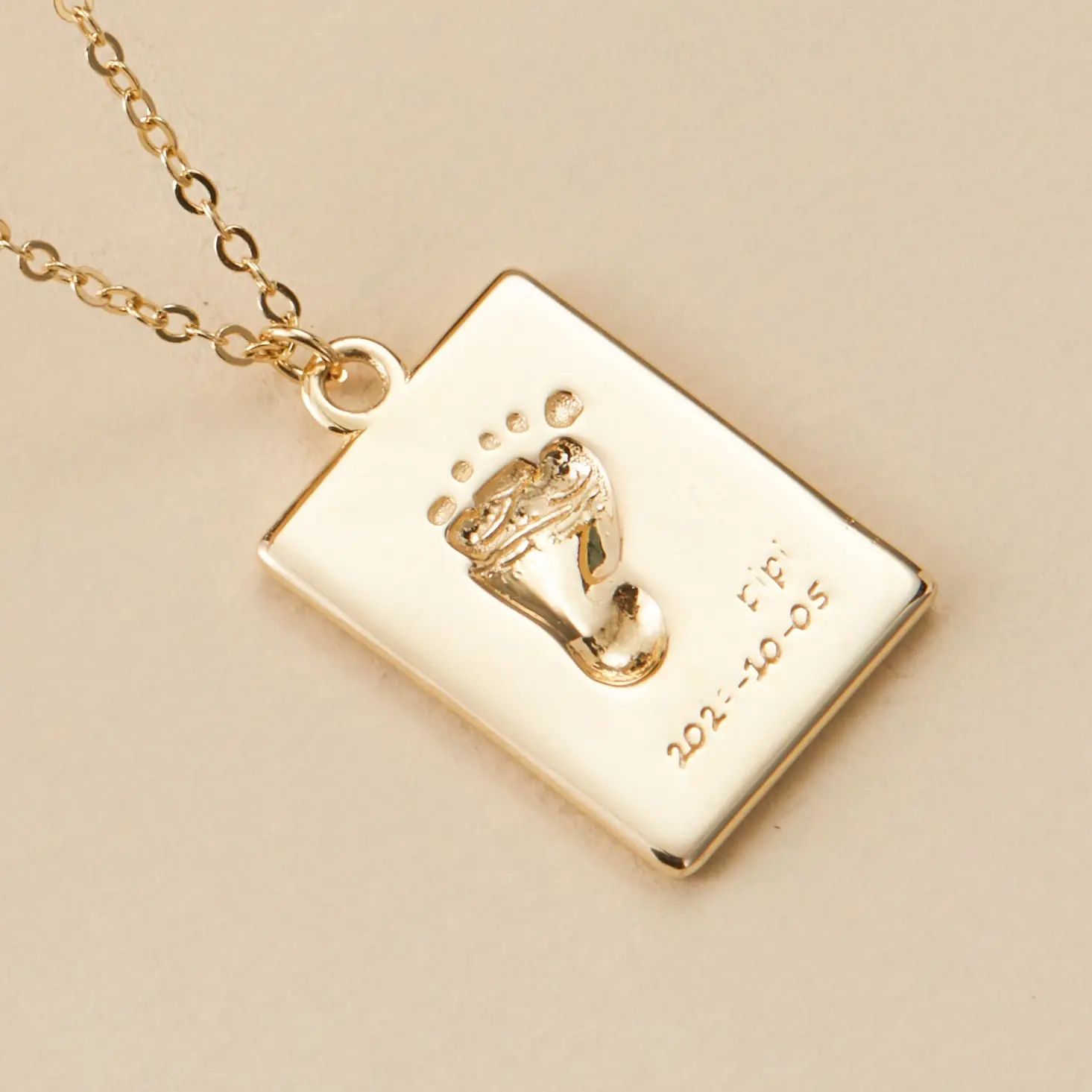 Engraved Baby Actual Footprint necklace With Name, Birthdate, Birthstone, and your wishes , New Mom Gift, New Born Gift, Newborn Baby Footprint, Memorial Footprint, Necklace