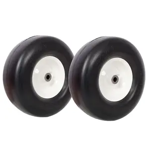 2pcs 13x5.00-6" Flat Free Lawn Mower Tires Zero Turn Replacement Solid 3/4" Bearing 500LB Capacity