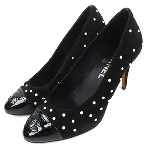Pre-owned CHANEL Suede Small Leather Goods COCO Mark Patent Leather Pumps