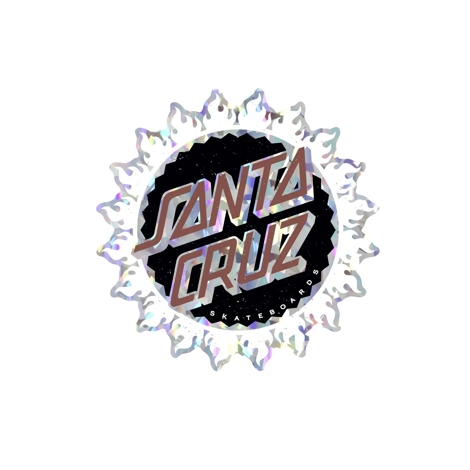 Outburst Silver Santa Cruz Iconic Skateboards Holographic Stickers (5 Pack, 3.5 in x 3.5 in), 3.5" X 3.5"
