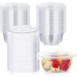 50 Pack Clear Plastic Salad Bowl With Lid Disposable 16.9oz Clear Plastic Serving Bowl Container for Soup Fruit Lunch Meal Wedding Catering Work Travel Meal Prep