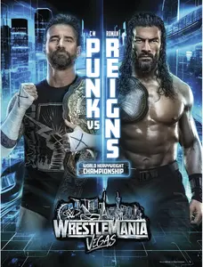 CM Punk vs. Roman Reigns WWE WrestleMania 42 18" x 24" Night 2 Main Event Match-Up Graphic Photograph