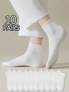 10 Pairs Mid-Calf Socks, Unisex Sports Socks for Men Women Boys Girls, Comfortable Soft Casual Socks for Spring Summer Fall
