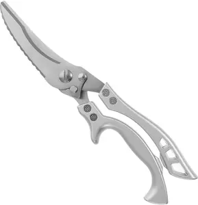 Heavy-duty stainless steel kitchen scissors for a variety of foods chicken duck fish meat and bones Full steel handle for a strong grip sharp blades for easy cleaning for everyday kitchen use