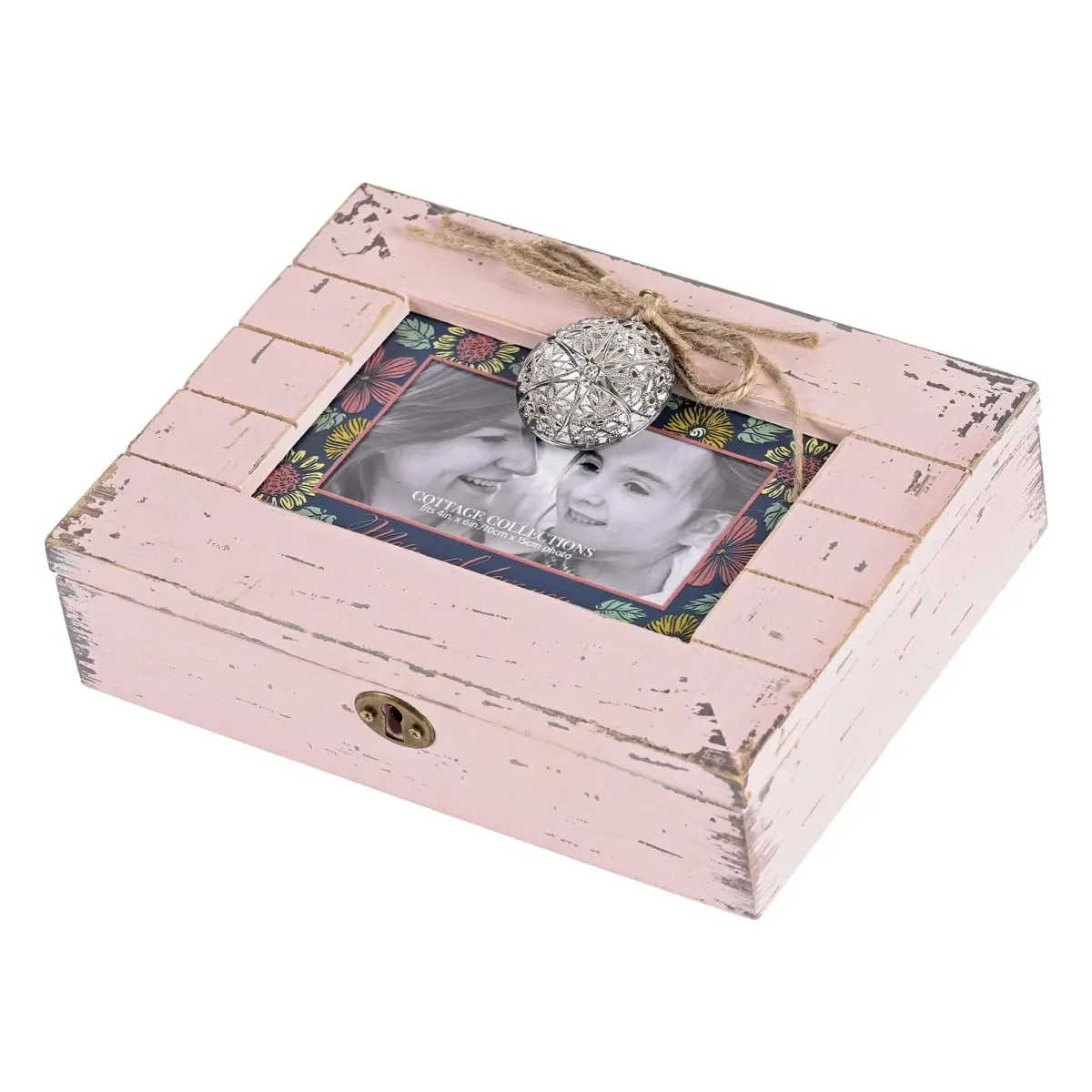 Dicksons L276PK Mom Boxed Collectible Music Box - 360-Degree Rotating Stand Light, Glass Floral Art, Removable Photo Frame, "Mom I Love You" Message, 8.5x6.5x2.13in Wooden MDF Round Compartment with Lid, Silver Home Decor for Adult Females, Boxed Collecti