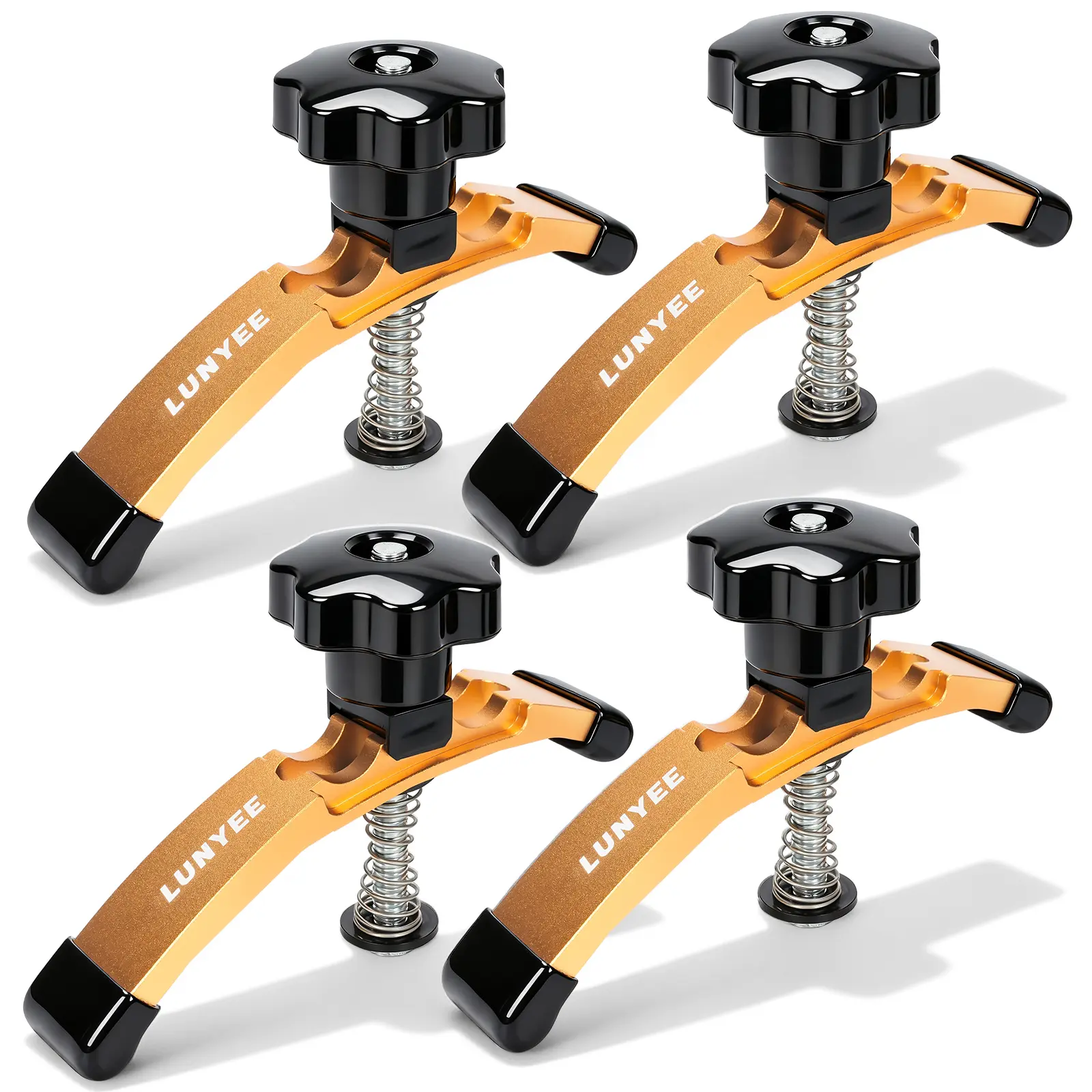 T-Track Hold Down Clamps, 4 Pack Extended 5-3/8" T Slot Clamp Set for CNC Router and Woodworking, Adjustable Hold Down Clamp with Rubber Pads