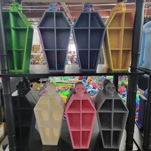 Skull Shelf Coffin - Unique Bookshelf Design Inspired by Coffin Shape - Colorful Options Available