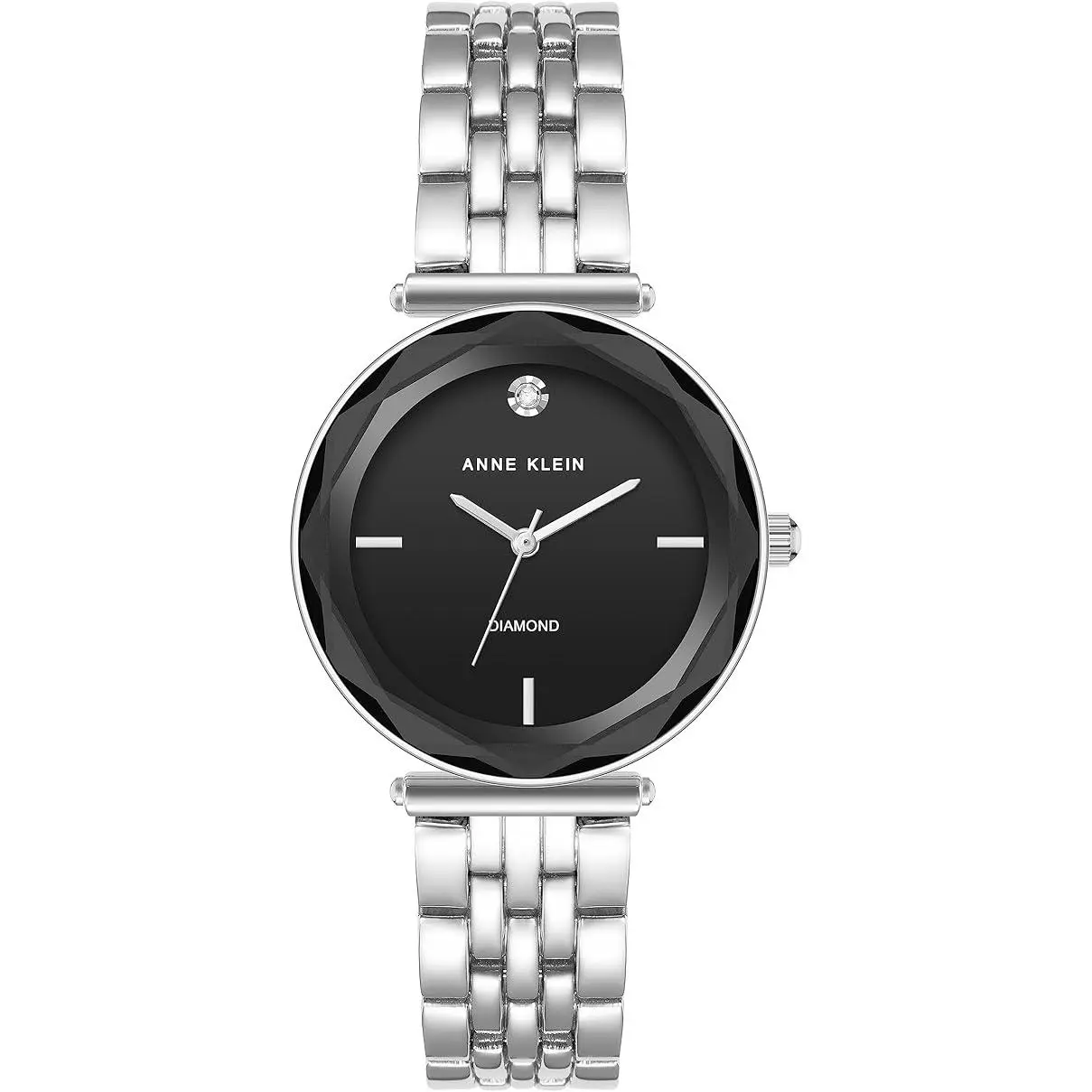 Anne Klein Silver-Tone Diamond Ladies Watch AK/3977BKSV