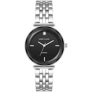 Anne Klein Silver-Tone Diamond Ladies Watch AK/3977BKSV