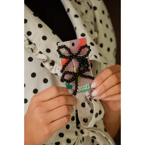 Black Beaded Bow Clips 2-pack