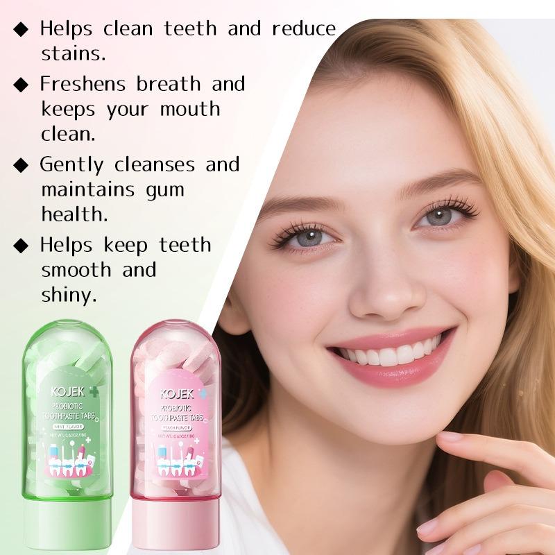 Probiotic Solid Toothpaste Tablets OEM Removes Tooth Stains, Freshens Breath, Eliminates Bad Breath, Portable Mouthwash Tablets