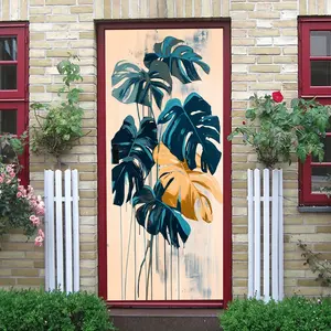 2pcs Tropical Monstera Leaf Wall Stickers Modern Minimalist Home Decor Self Adhesive Removable Decals for Bedroom Living Room Waterproof Wear resistant Eco friendly Plant Themed Wall Art Decorations