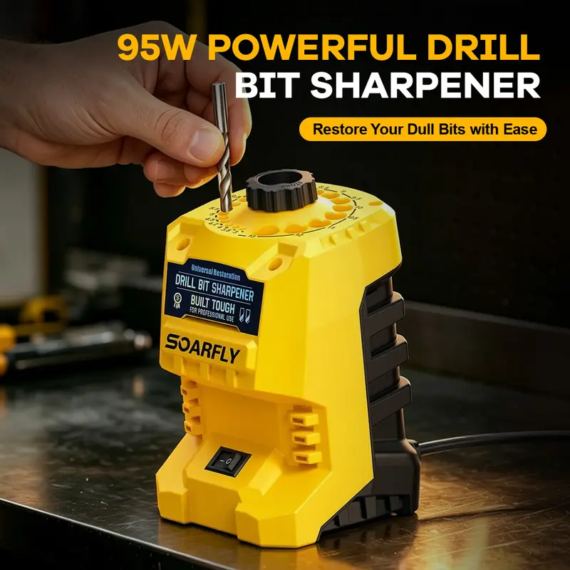 Electric Drill Bit Sharpener, 95W Drill Grinding Machine for 3mm-13mm HSS & Carbon Steel Drill Bits, Automatic Drill Bit Sharpening Tool with Precise Angle Control for Home DIY, Workshop & Professional Use