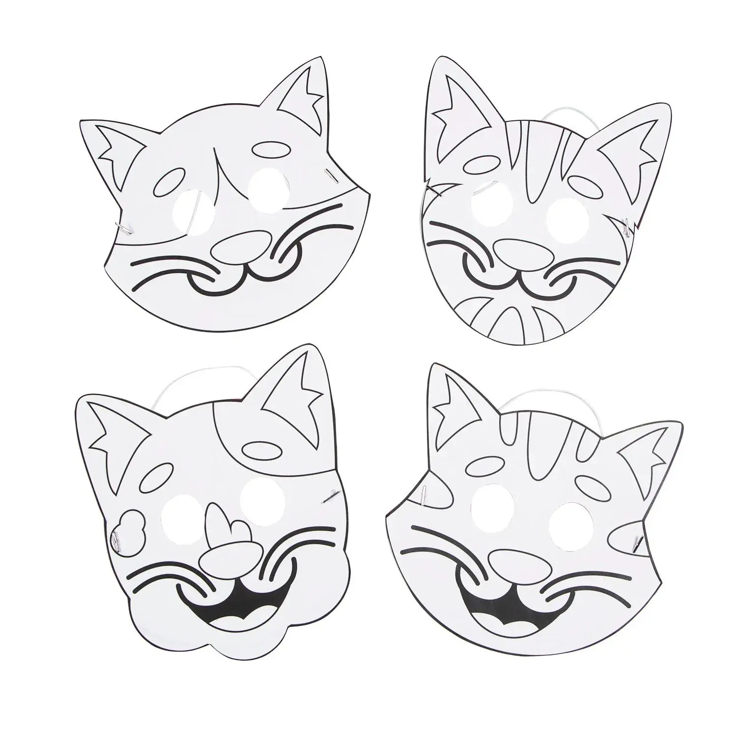Color Your Own Cat Masks - 12 Pc.