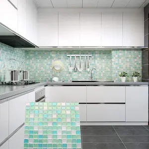 3D Mosaic Self-Adhesive Tile Wall Sticker, Ready to Tear and Stick, Waterproof, Mould and Oil Resistant, Suitable for Living Room, Kitchen, Bathroom, Balcony and Sink, Backdrop Bathroom Home Wall Stickers, 9.3in x 9.3in