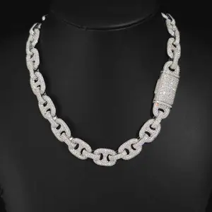 16 mm CZ Miami large round Cuban link chain bling iced-out hip hop rapper “Pig Nose” Cuban link chain