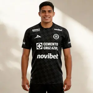 2526 Cruz Azul Third Away Black Short Sleeve Soccer Jersey Ligamx