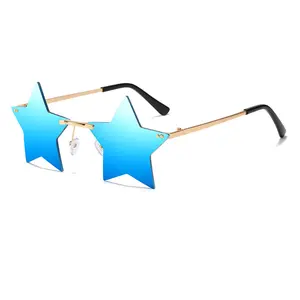 Unisex Rimless Star-Shaped Sunglasses - New Colorful Ocean Style, Suitable for Men and Women