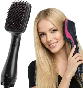 2 In 1 Negative Ion Hot Air Brush, One Step Hair Dryer Straightener Styler, Anti-Frizz Styling Tool for Women