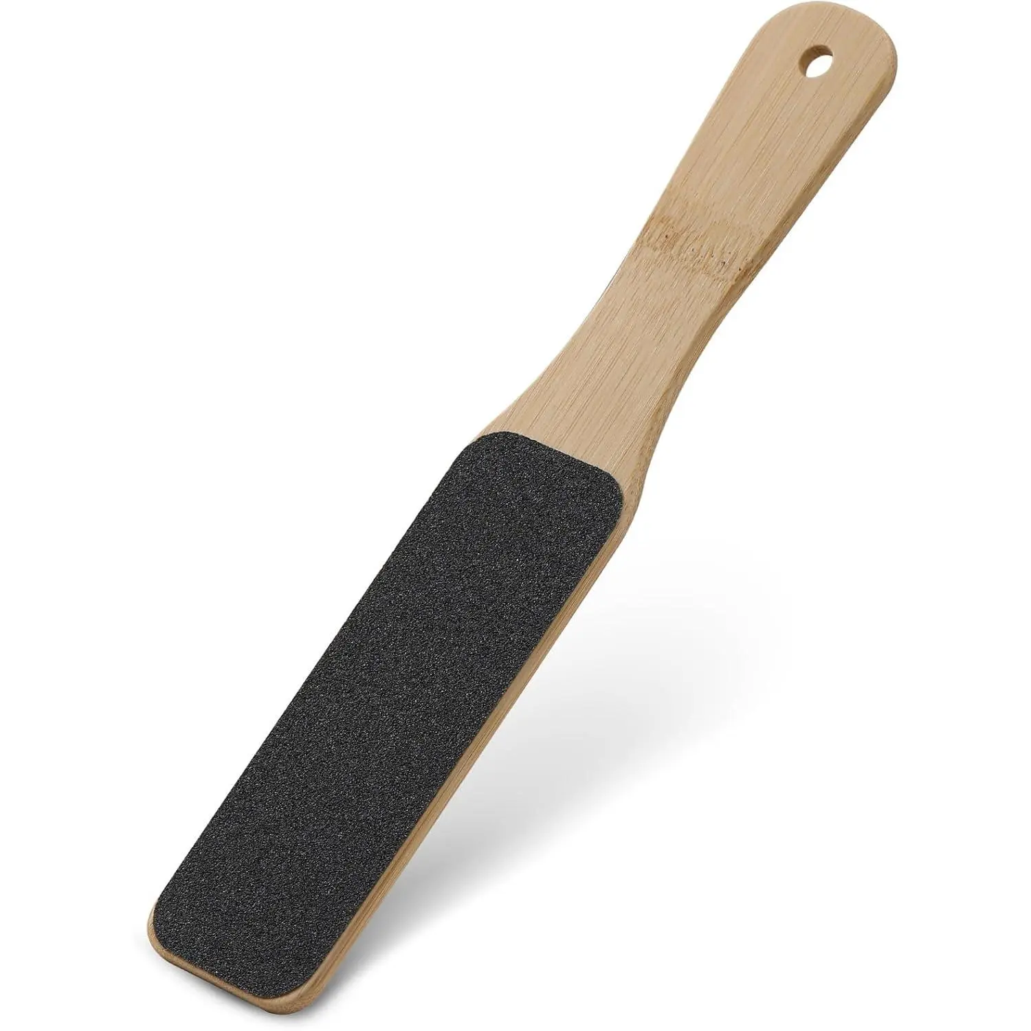 Foot File Callus Remover with Bamboo Handle(1 PCS), Double-Sided Portable Foot Scrubber, Professional Pedicure Heel Sander for Smooth and Beautiful Feet - Dark
