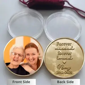 (Custom in Description) Funeral Favors for Guests, Custom Photo Memorial Coin, Dad Mom Memorial Keepsake, Sympathy Gifts, In Loving Memory Coin, Loss of Loved One