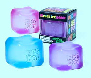 Schylling Needoh Nice Ice Baby Mini Ice Cube Squishy Toy, Translucent Pink Blue Purple Stress Relief Fidget Sensory Squeeze Toy for Kids & AdultsNeedoh