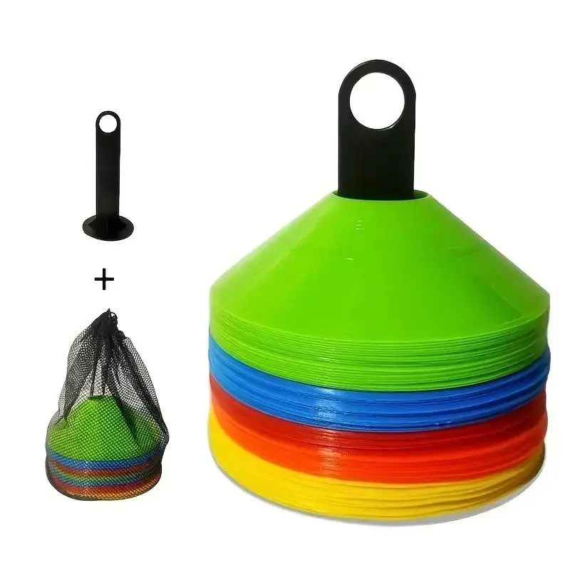 Football Training Equipment Set, 10pcs/set Obstacle Cone & Mesh Bag, Agility Training Equipment for Football, Soccer, Basketball, Running, Jogging, Sports Day