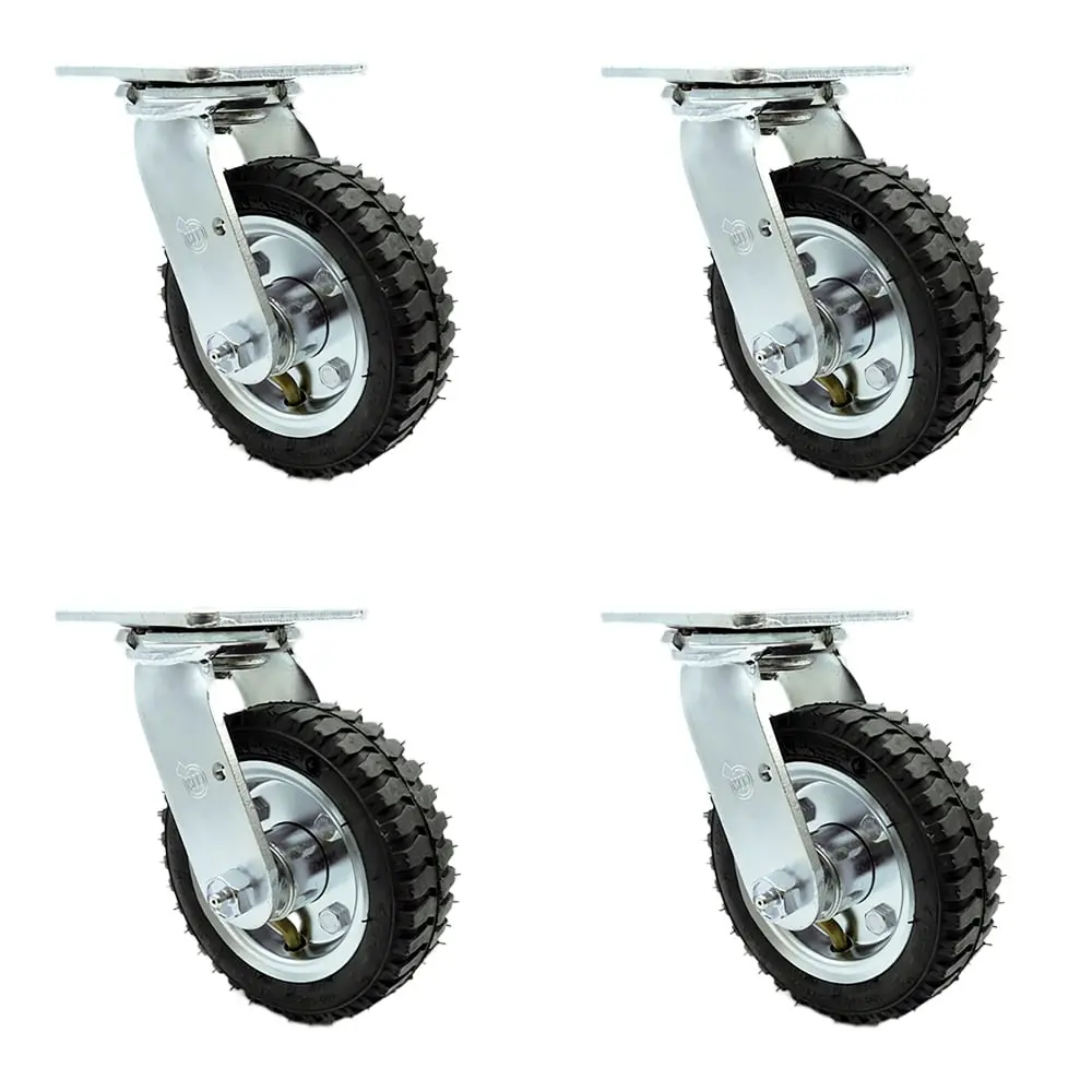 Service Caster SCC-100S150-PNB-4 6x2 in Swivel Pneumatic Rubber Wheel Casters, Universal Design, 1000 lbs Capacity, Enhanced Noise Reduction, Black Durable Replacement Part for Food Carts/Luggage Carts - Set of 4