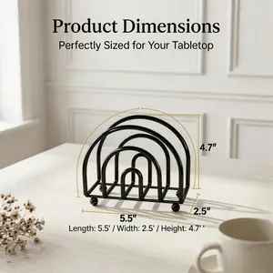 Sleek & Modern!Matte Black Arched Napkin Holder for an Aesthetic Kitchen Table