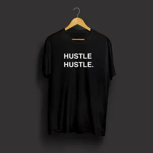 Hustle Hustle Official Black T-Shirt with White Print for Unisex Fashion Short Sleeve Essential Style Tshirt Streetwear Menswear Womenswear Unisex  Shortsleeve