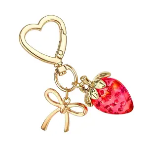 Stylish Strawberry Themed Keychain Accessory Portable for Bags and Keys