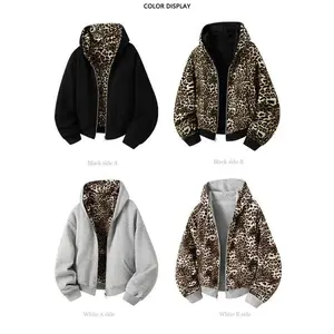 Reversible Leopard Print Jacket with Hood – Fashion Boutique Autumn/Winter Leopard Print Hooded Coat Suitable for All Seasons q9IW